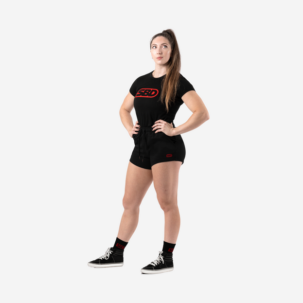 SBD women's shorts in black with SBD logo