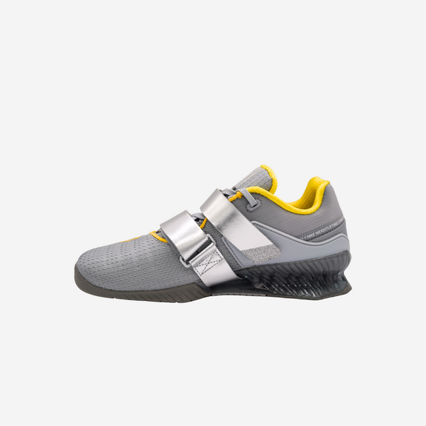 Nike Romaleos 4 in grey and yellow side view 
